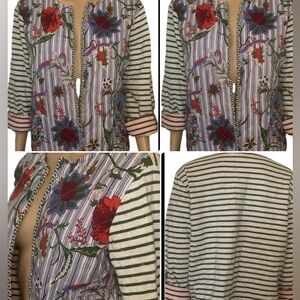 John Mark Quilted Patchwork Artsy Floral Embroidered Jacket in size L boho